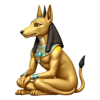 Ancient style lavishly adorned anubis staged formally sitting posed sticker