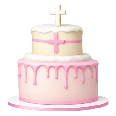 Light Pink and white cake with cross decoration sticker