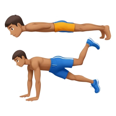 man with blue shorts plank exercise sticker