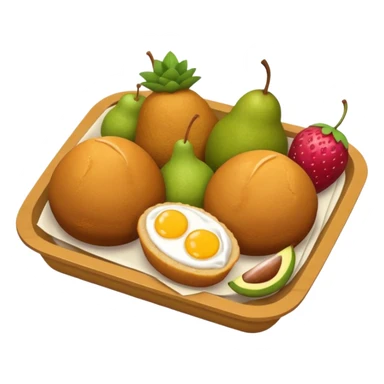 Crie uma bandeja de frutas e salgados coxinha e pão sticker