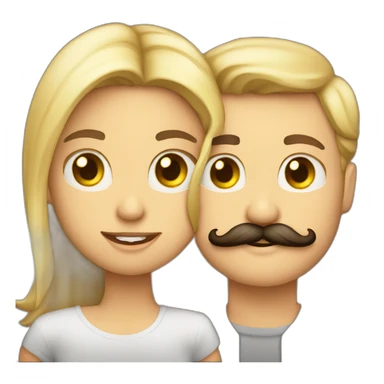 Chico con bigote besando a chica rubia sticker