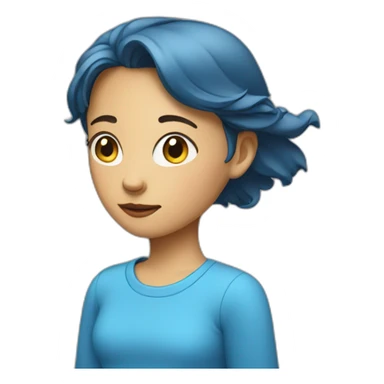 gazing girl with blue shirt. sticker