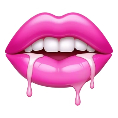 Floating pink glossy lip with dripping white paint sticker