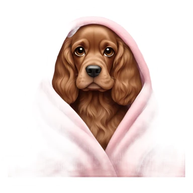 english Cocker spaniel in a pink blanket sticker