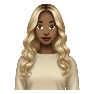 Blonde balayage long hair women beige sweater sticker