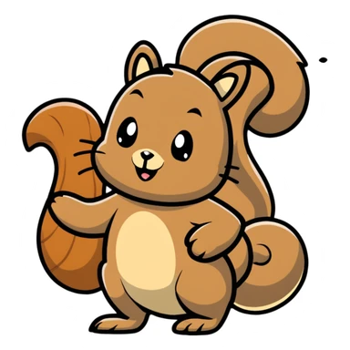 Bewildered squirrel scratching head with acorn nearby sticker