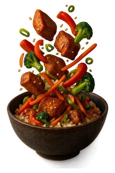 bowl in cui cade cibo da ristorante, iperrealistico 4k sticker