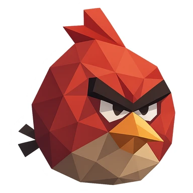 low-poly polygonal style angry bird sticker