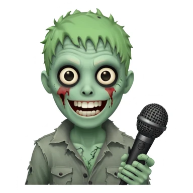 Singing Zombie with a smile on his face and a mic on his hand  sticker