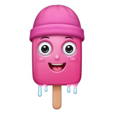 happy pink popsicle with eyes and beanie sticker
