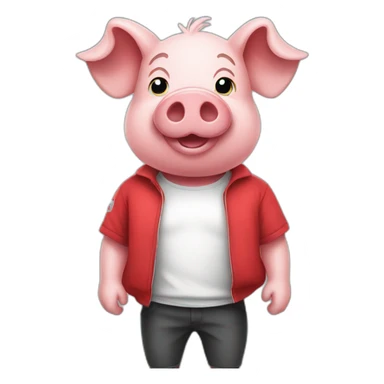 pig with red soccer tshirt standing sticker