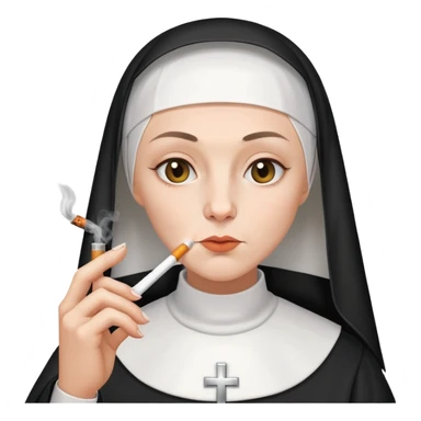 nun smoking a cigarette sticker