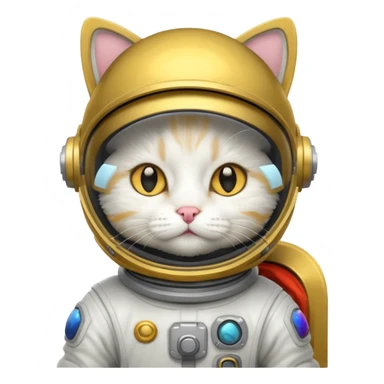white cat gold Astronaut sticker