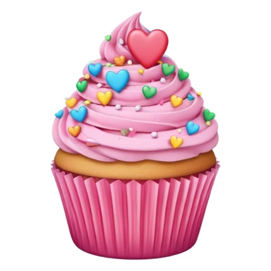 pink and rainbow cupcakes, pink hearts sticker