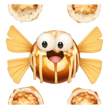 Takoyaki with wings no eyes  sticker