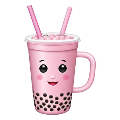 Pink mug with bubble tea sticker