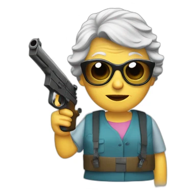 Granny with sunglasses and guns sticker