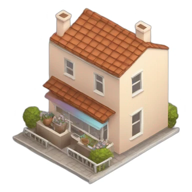 Coffee cup house isometric sticker
