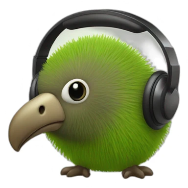 kiwi with headphone sticker