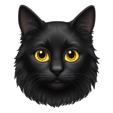 black cat, long hair, yellow eyes sticker