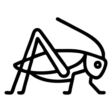 clean black outline icon of katydid, side view with long legs and antennae sticker