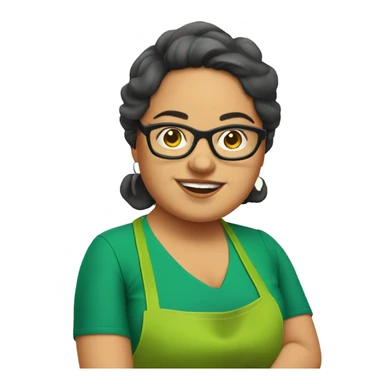 mexican chubby lady green apron  with glasses cooking tacos sticker