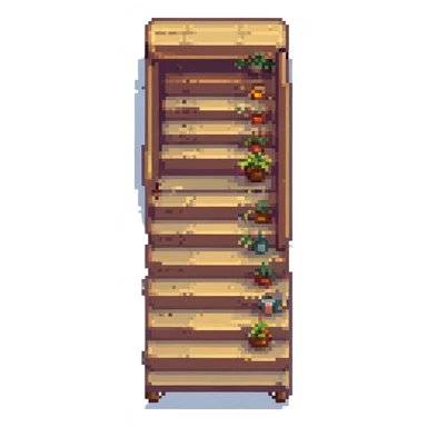 stairs emoji, retro pixel art style sticker