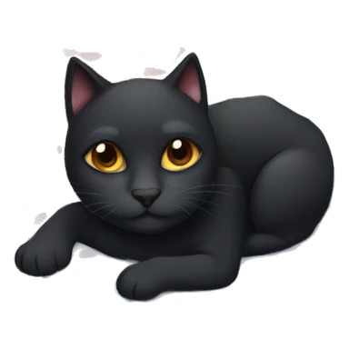 Cute black cat laying on a checkered blanket sticker