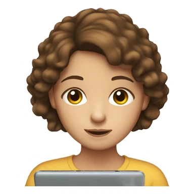 Girl with brown hair watching tablet  sticker