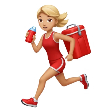 Girl running holding red cooler sticker