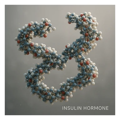 insulin hormone represented as a molecule, hyper realistic 4K style, molecular details, scientific atmosphere, neutral background sticker