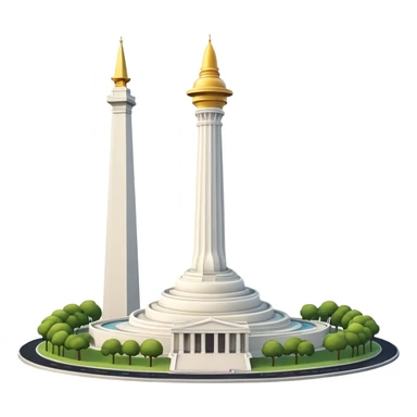 Cinematic Realistic Monas Landmark Emoji, depicted as the iconic National Monument rendered with crisp architectural detail and dynamic, urban lighting. sticker