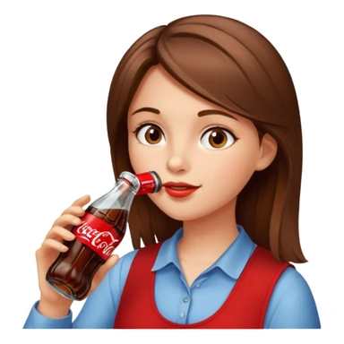 a girl with brown hair drinking a bottle of coca cola sticker