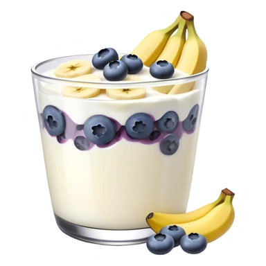 Yogurt with sliced banana and blueberries sticker