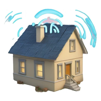 house with radio waves all around it radiation emf sticker