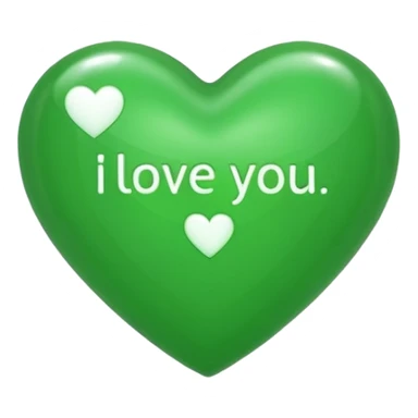 a green heart that says "i love you" on the ffront sticker