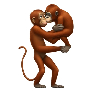 Orangutan kissing monkey sticker