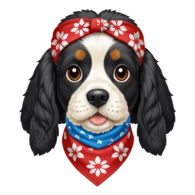 Собака породы черно-белый русский кокер спаниель в бандане Grow Street sticker