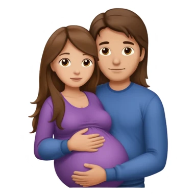 Man hugging pregnant woman long brown hair  sticker