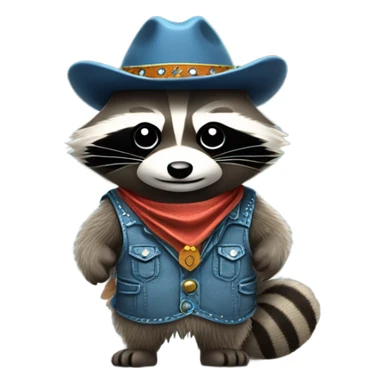 A raccoon with a cowboy outfit sticker