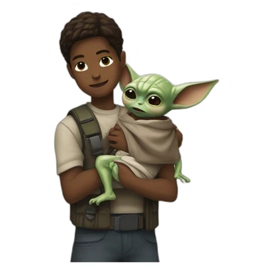 Resident evil boy holding baby yoda sticker