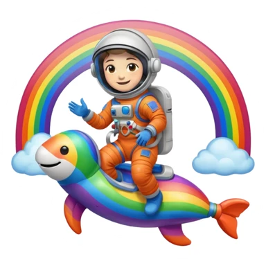 Astronaut riding rainbow sticker