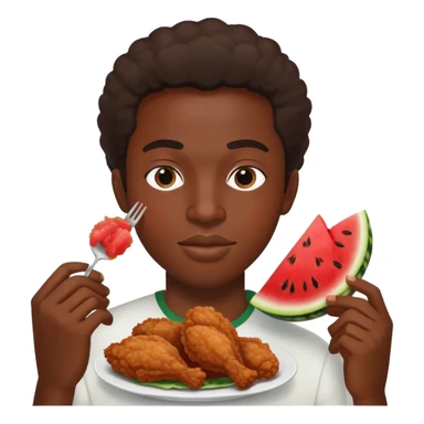 Black person with fried chicken and watermelon sticker