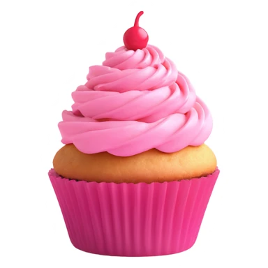 cupcake with pink icing, 3D style, soft shadows sticker