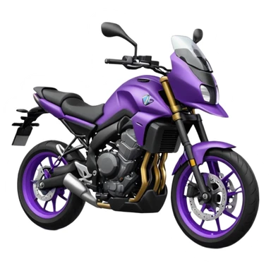 Créer un emoji copiable sur mon système iOS avec une moto mt07 noir mate / violet plus foncé que tu as et iridescent. le style de la mt07 doit être en sport. sticker
