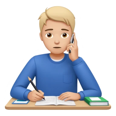 student stressed while writing a cv. in google/android style, which features clean and modern look and generally flat colours. youve given an apple style emoji. that shit be ugly as fuck. dont do that sticker