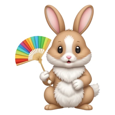 A rabbit hold a folding fan playfully sticker