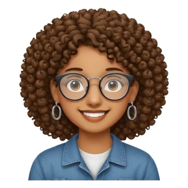 faça um adolescente pardo de cabelo cacheado, que usa óculos e brincos  sticker