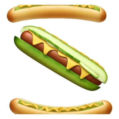 A cucumber smiling on top of a hotdog bun sticker