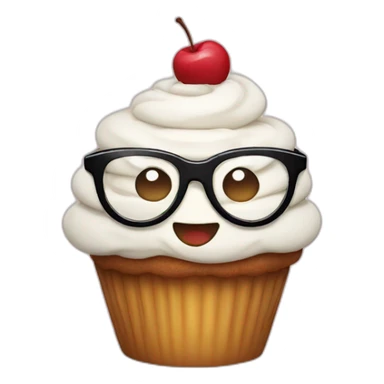 Happy cupcake wearing glasses sticker